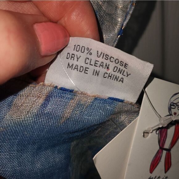 LULLA COLLECTION by BINDYA Blue FloralPrint Women's Scarf 100%Viscose NWT 70"×27 - Picture 4 of 8